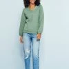 Next QUILTED V NECK - Sweatshirt - Green | Damen
