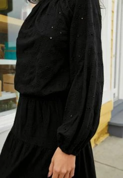 Next Damen BRODERIE CO-ORD LONG SLEEVE - Bluse - Black -Next Verkäufe 2022 a2c8a5a4300a480dab747c74b46d570a