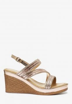 Next Damen SILVER ASYMMETRIC SPARKLY WEDGES - High Heel Sandalette - Gold -Next Verkäufe 2022 a46f85a2fd974583b0d619da066c42e6