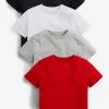 Next Kinder 4 PACK - T-Shirt Basic - Red/grey/white/black