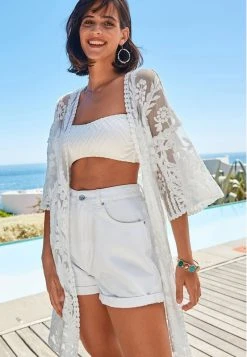 Next LONGLINE KIMONO - Strandaccessoire - White | Damen