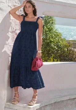 Next Damen BRODERIE - Freizeitkleid - Navy Blue