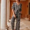 Next Damen KIMONO SLEEVE - Jumpsuit - Black/white Print