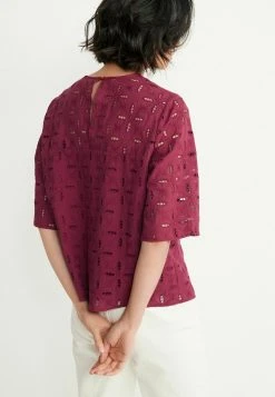 Next Damen BROIDERY BOXY - Bluse - Berry Red