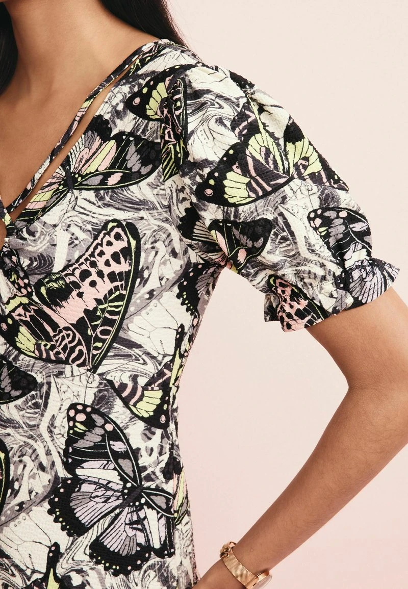 Next Damen SHORT SLEEVE V-NECK - Bluse - Blue 3 Next Damen SHORT SLEEVE V-NECK - Bluse - Blue – Bild 3