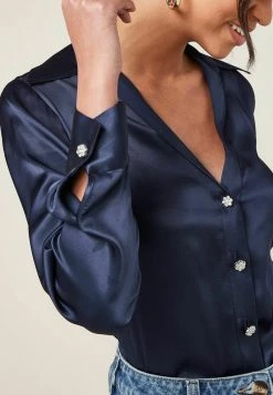 Next Damen BLING BUTTON - Hemdbluse - Navy Blue -Next Verkäufe 2022 aa29792f7b954aa6837ce1aa0c51a184