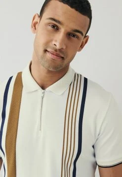 Next VERTICAL BLOCK - Poloshirt - Off White Tan Brown Stripe | Herren -Next Verkäufe 2022 ac865a0957e2466b9e7d98fd99f902ae