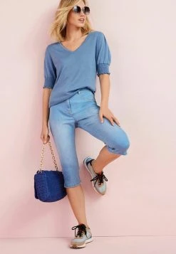 Next Damen PEDAL PUSHER - Jeans Shorts - Mid Blue