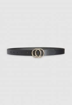 Next Damen WHITE LEATHER CIRCLE BUCKLE BELT - Gürtel - Black
