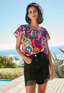 Next Damen RIPPED DENIM MINI - Jeansrock - Black