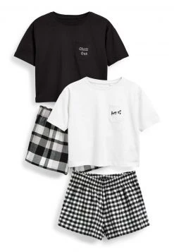 Next Kinder 2 PACK SET - Nachtwäsche Set - Black White Check