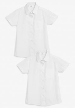 Next Kinder WHITE 2 PACK SHORT SLEEVE CURVED COLLAR SHIRT (3-16YRS) - Hemdbluse - White