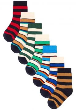 Next Unisex 7 PACK COTTON RICH STRIPE YOUNGER - Socken - Dark Red