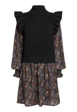 Next Damen MIT ROLLKRAGEN - Strickkleid - Black