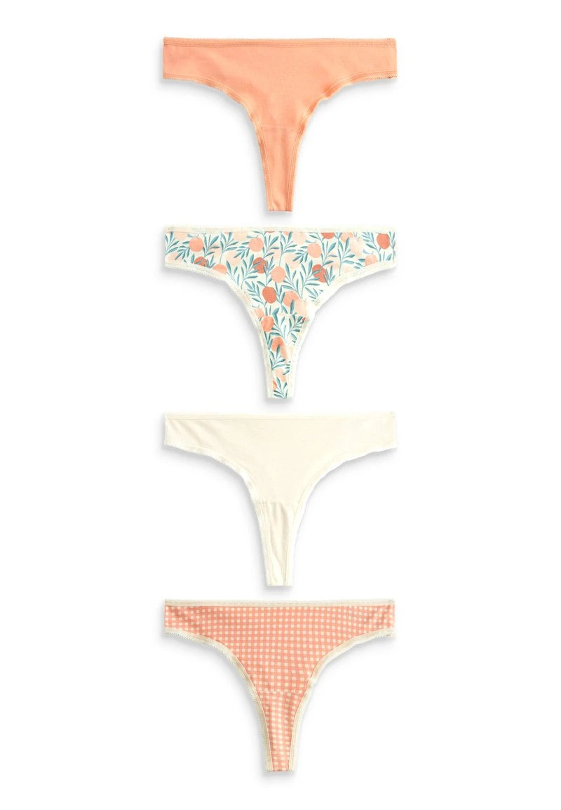 Next Damen BLEND 4 PACK - String - Check Peach White 1 Next Damen BLEND 4 PACK - String - Check Peach White