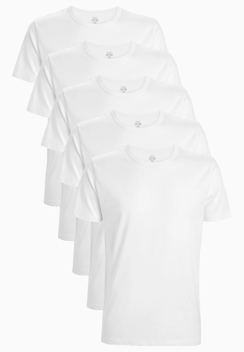 Next Herren 5 PACK - T-Shirt Basic - White 1 Next Herren 5 PACK - T-Shirt Basic - White