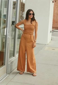 Next Damen SHIRRED - Jumpsuit - Tan