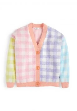 Next Kinder GINGHAM - Strickjacke - Pink / Blue / Yellow