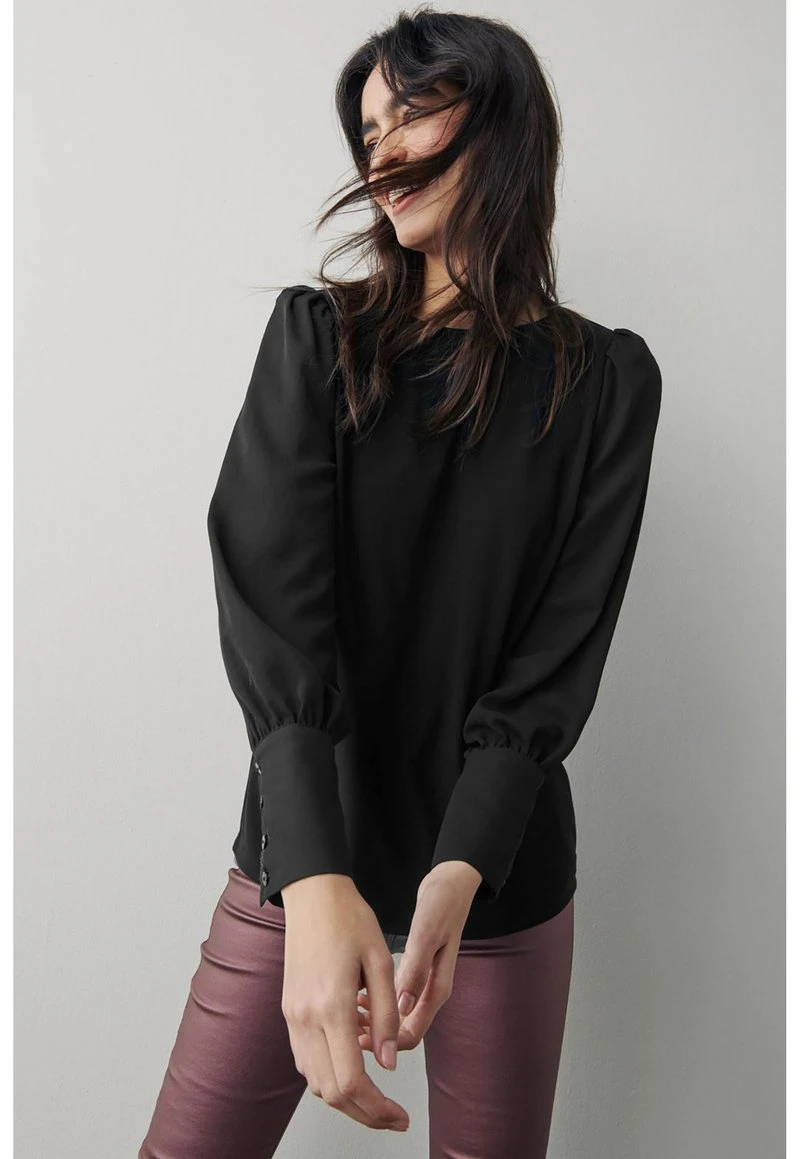 Next Damen LONG SLEEVE CUFF - Bluse - Black 1 Next Damen LONG SLEEVE CUFF - Bluse - Black