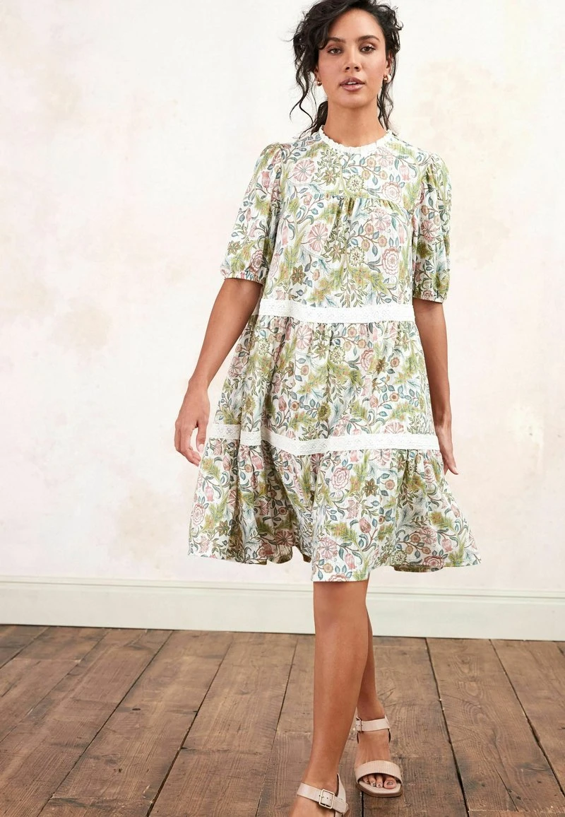 Next Damen Jerseykleid - White/ Green 1 Next Damen Jerseykleid - White/ Green