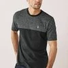 Next Herren BLOCK - T-Shirt Print - Black Charcoal Grey Marl