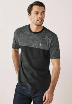 Next Herren BLOCK - T-Shirt Print - Black Charcoal Grey Marl