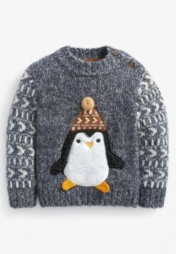 Next Kinder CHRISTMAS PENGUIN - Strickpullover - Grey