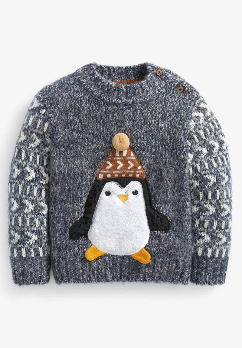 Next Kinder CHRISTMAS PENGUIN - Strickpullover - Grey 1 Next Kinder CHRISTMAS PENGUIN - Strickpullover - Grey