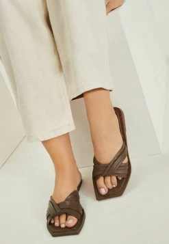 Next Damen Pantolette Flach - Taupe