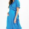 Next Damen RUFFLE WRAP TEA - Freizeitkleid - Blue
