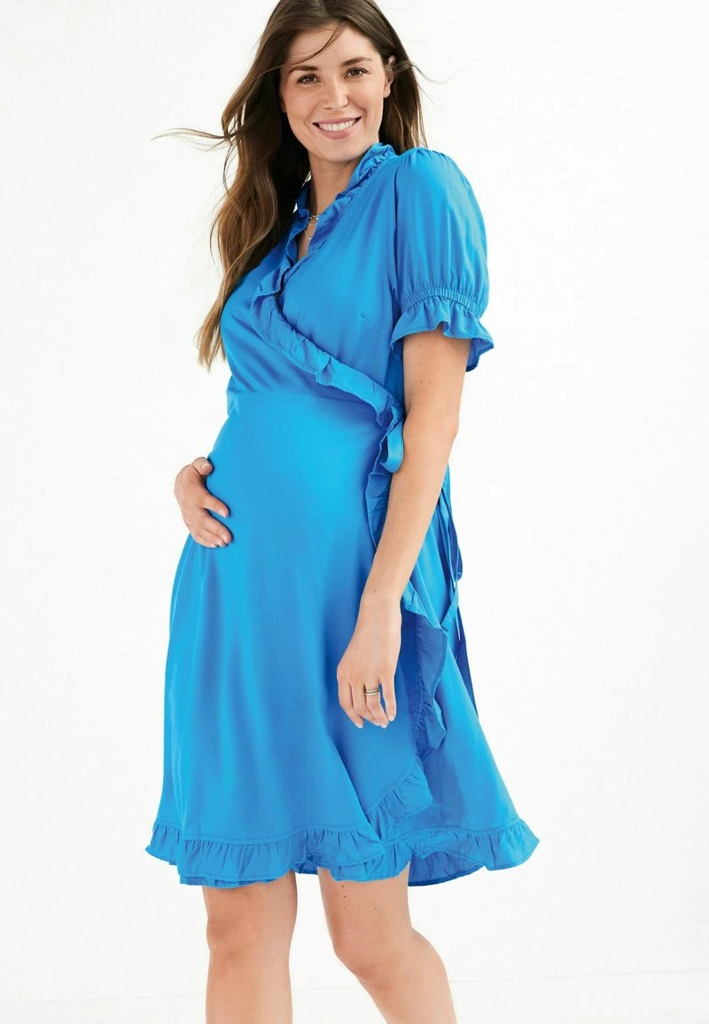 Next Damen RUFFLE WRAP TEA - Freizeitkleid - Blue 1 Next Damen RUFFLE WRAP TEA - Freizeitkleid - Blue