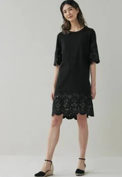 Next Damen PRINT CUT-OUT LONG SLEEVE - Freizeitkleid - Black -Next Verkäufe 2022 c8e017e3052248f98daa3c6c9ea95177