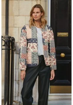 Next Damen Übergangsjacke - Blue Pink Patchwork Print