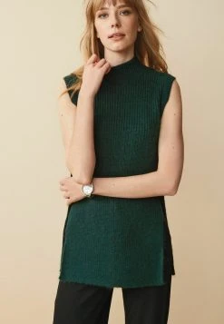 Next Damen BUTTON DETAIL LONGLINE SLEEVELESS - Strickpullover - Green