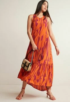 Next Damen SLEEVELESS - Maxikleid - Orange Geo Print