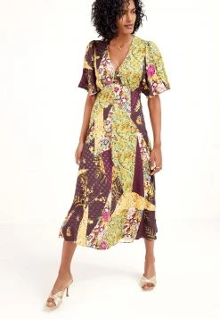 Next Damen FLUTTER SLEEVE MIDI - Freizeitkleid - Multicoloured