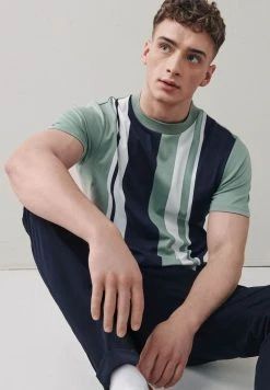 Next Herren T-Shirt Print - Green Navy Blue Vertical -Next Verkäufe 2022 cd93fd10946c4defbcc5347f1f302926