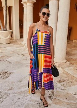 Next Damen STRAPPY DRESS - Freizeitkleid - Multi Stripe