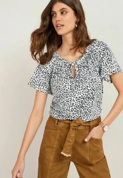 Next Damen KAFTAN - T-Shirt Print - Ecru White Animal Print