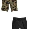 Next Kinder 2PACK - Shorts - Black Khaki Green Paint Splat