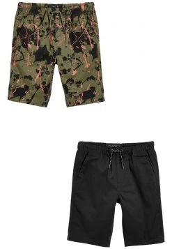 Next Kinder 2PACK - Shorts - Black Khaki Green Paint Splat