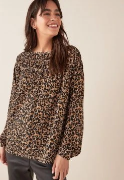 Next Damen SMOCK LONG SLEEVE TOP - Bluse - Animal