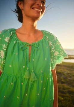 Next Damen SHORT SLEEVE BRODERIE MINI KAFTAN - Freizeitkleid - Green -Next Verkäufe 2022 d33ae439d55e4a67b543f17dbed20e02