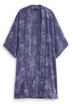 Next Damen LONGLINE KIMONO - Leichte Jacke - Blue Floral Print