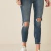 Next Damen AUTHENTIC - Jeans Skinny Fit - Dark Blue Busted Knee