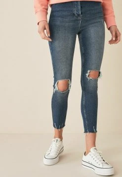 Next Damen AUTHENTIC - Jeans Skinny Fit - Dark Blue Busted Knee