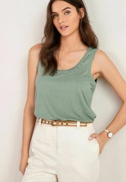 Next Damen Top - Green Embellished