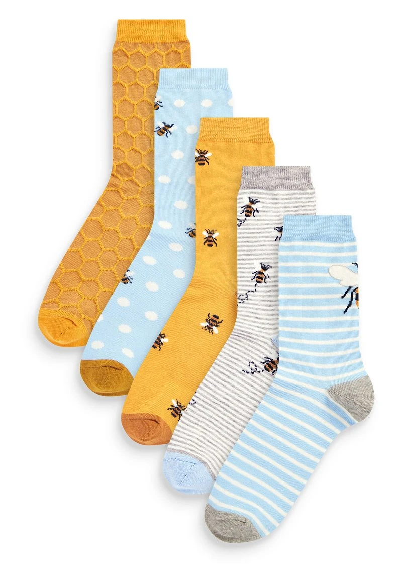 Next Damen BEE PATTERN ANKLE 5 PACK - Socken - Blue 1 Next Damen BEE PATTERN ANKLE 5 PACK - Socken - Blue