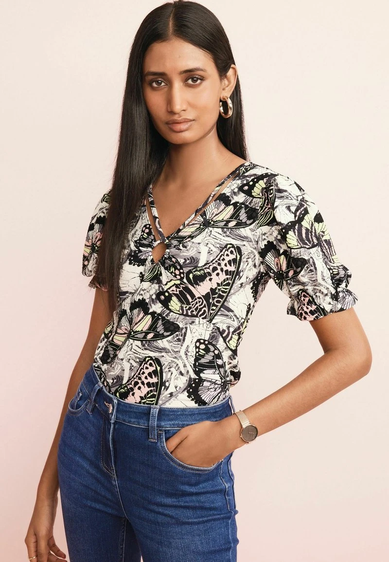 Next Damen SHORT SLEEVE V-NECK - Bluse - Blue 1 Next Damen SHORT SLEEVE V-NECK - Bluse - Blue