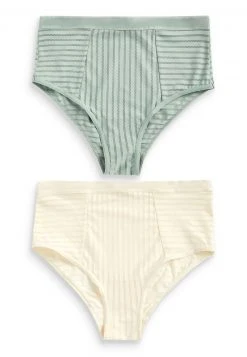 Next Damen STRIPE HIGH WAIST TWO PACK - Slip - Turquoise